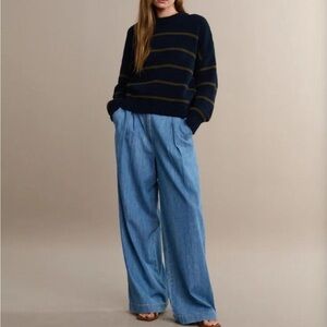 Jenni Kayne Newport Denim Trouser Women’s Size 8 Blue Wide Leg Excellent